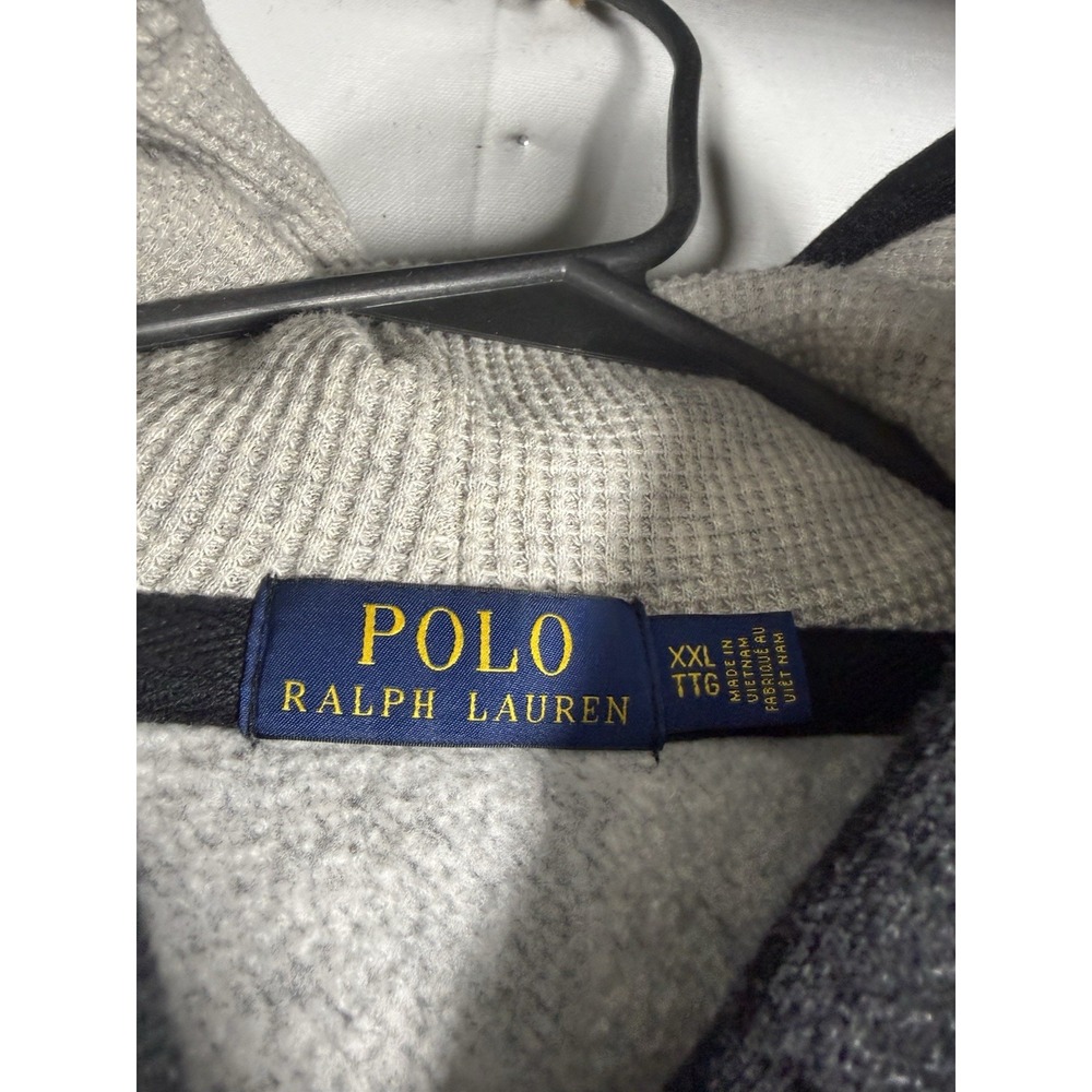 Polo Ralph Lauren Full Zip Hoodie Men's XXL Gray Fleece Lined Thermal Hood Pony - Picture 3 of 6